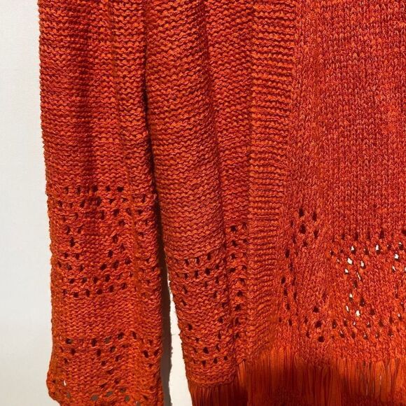 Michael Michael Kors Women's Fringe Hem Open Front Cardigan In Red Size XS - Picture 4 of 11